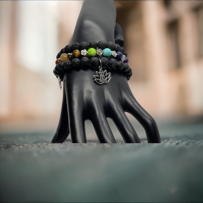 7 Healing Chakra Silver Memory Wire Bracelets