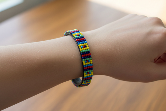 Blessed Autism Acceptance Bracelet - Handmade Leather & Seed Beads