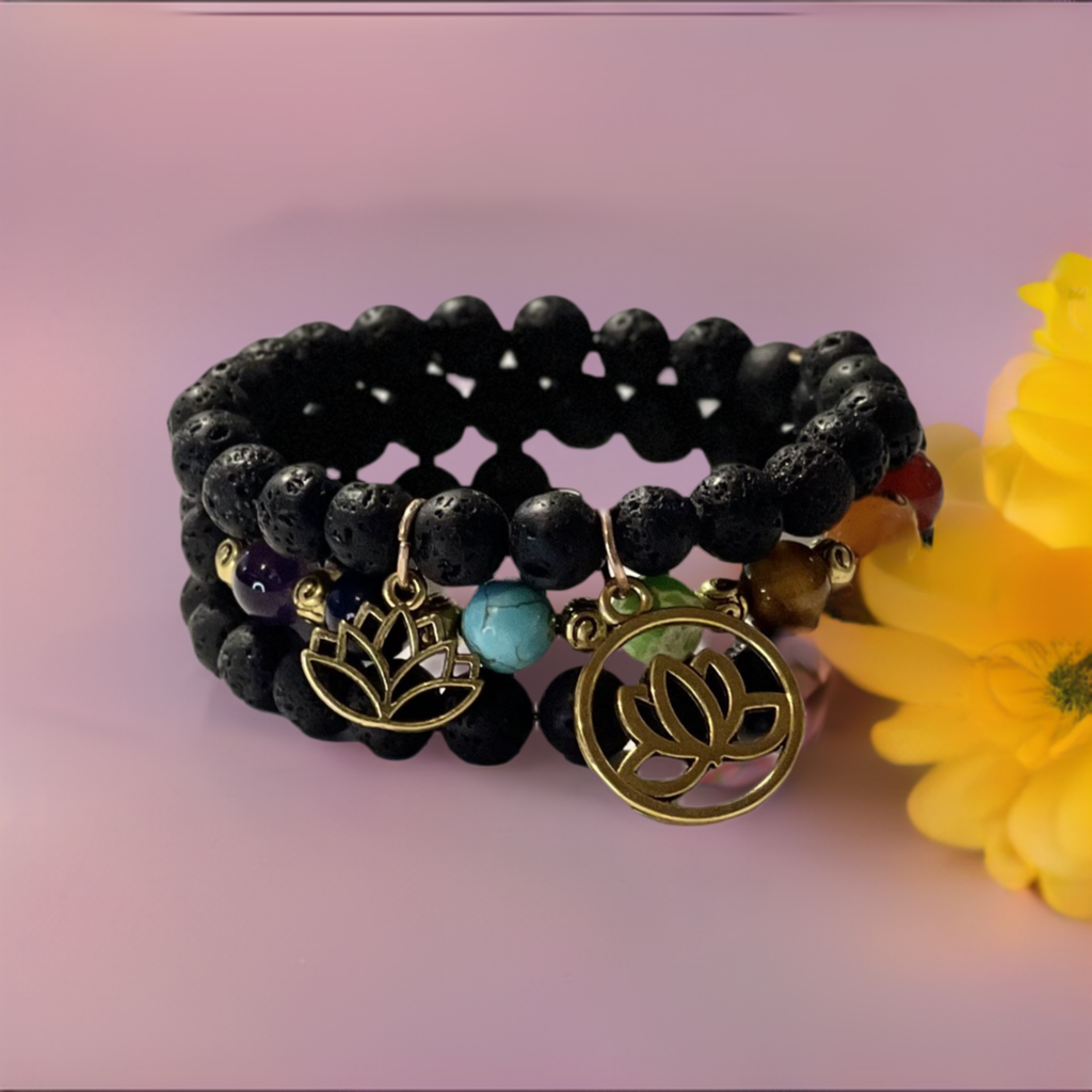 7 Healing Chakra Gold Memory Wire Bracelets