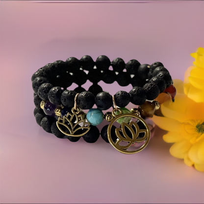 7 Healing Chakra Gold Memory Wire Bracelets