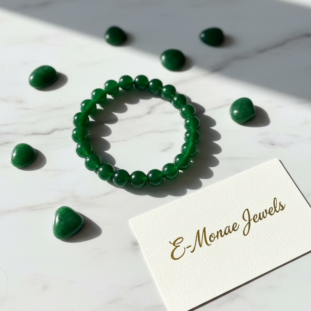 Green Nephrite Jade Bracelet - 8mm Beads