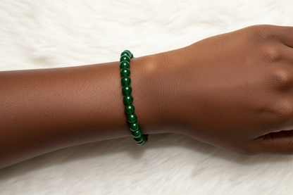 Green Nephrite Jade Bracelet - 8mm Beads