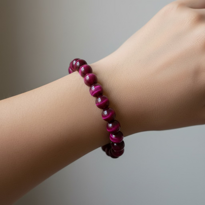 Pink Tiger's Eye Bracelet:  Luck Wealth & Joy