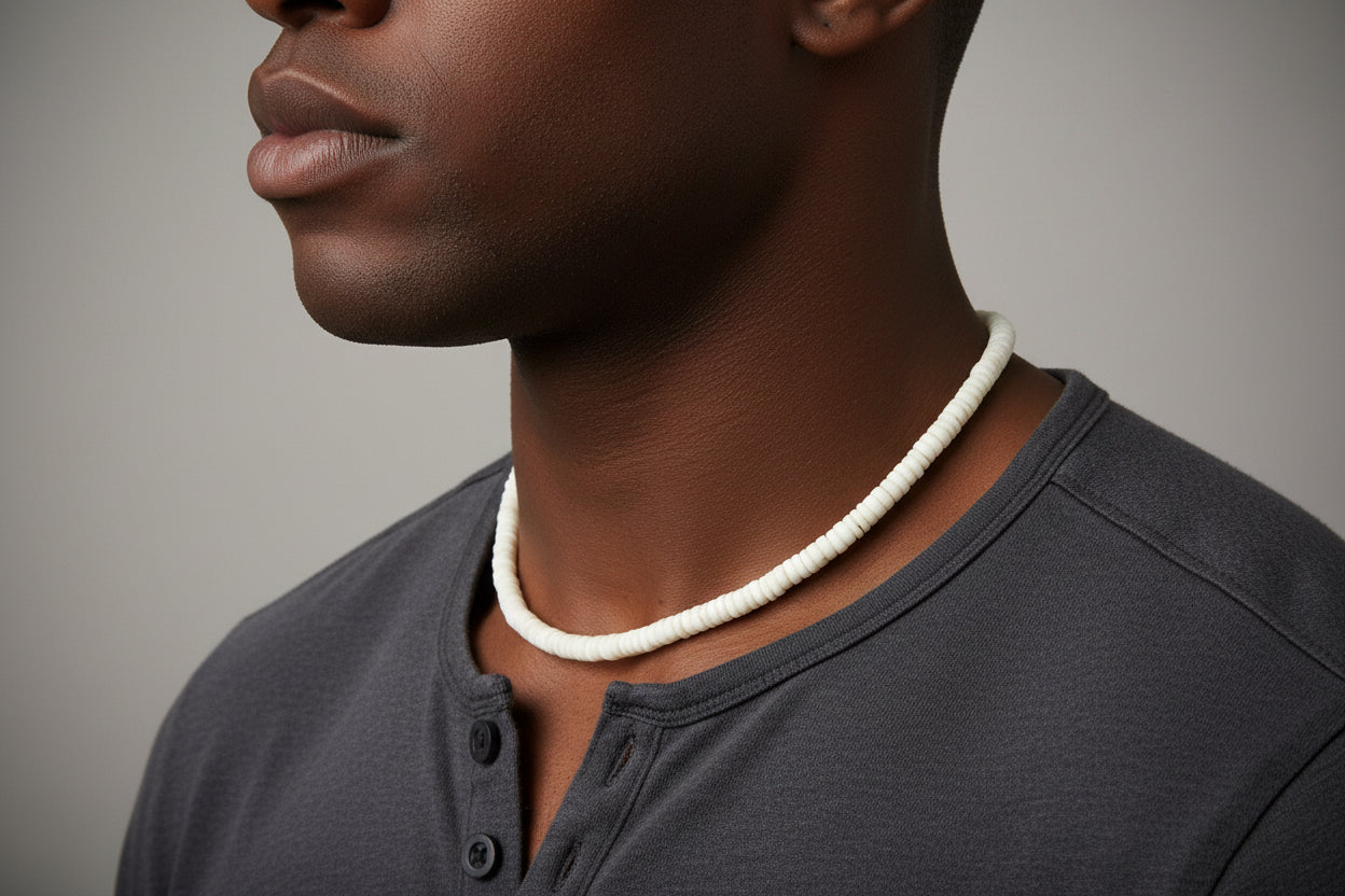 Serene Sands: Ivory Toned Puka Shell Chip Necklace