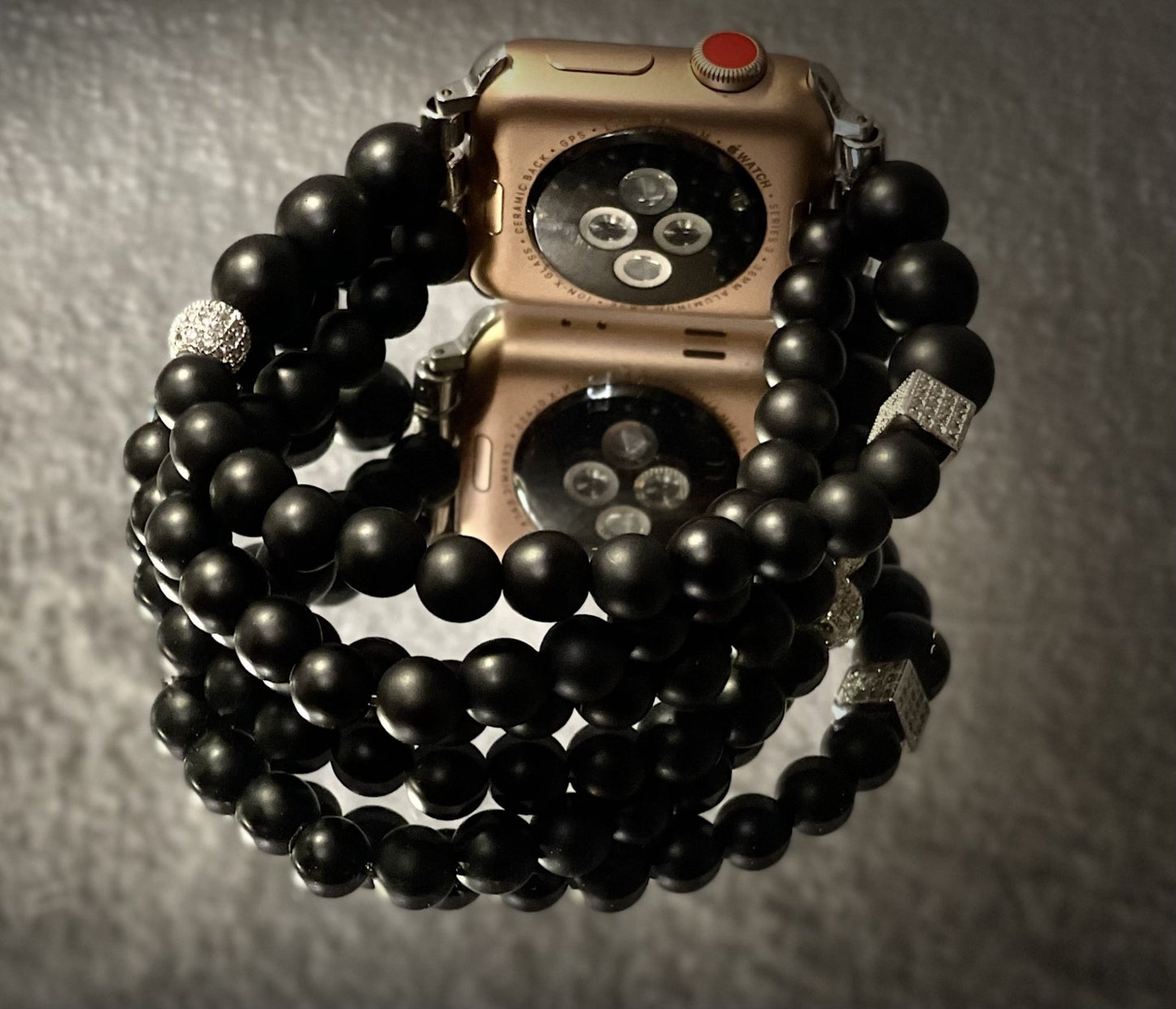 The Executive: Black Onyx Beaded Apple Watch Band
