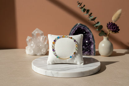 Striped Agate Bracelet - 4mm Beads, Gold Spacers & Tube - 17cm - Healing & Protection