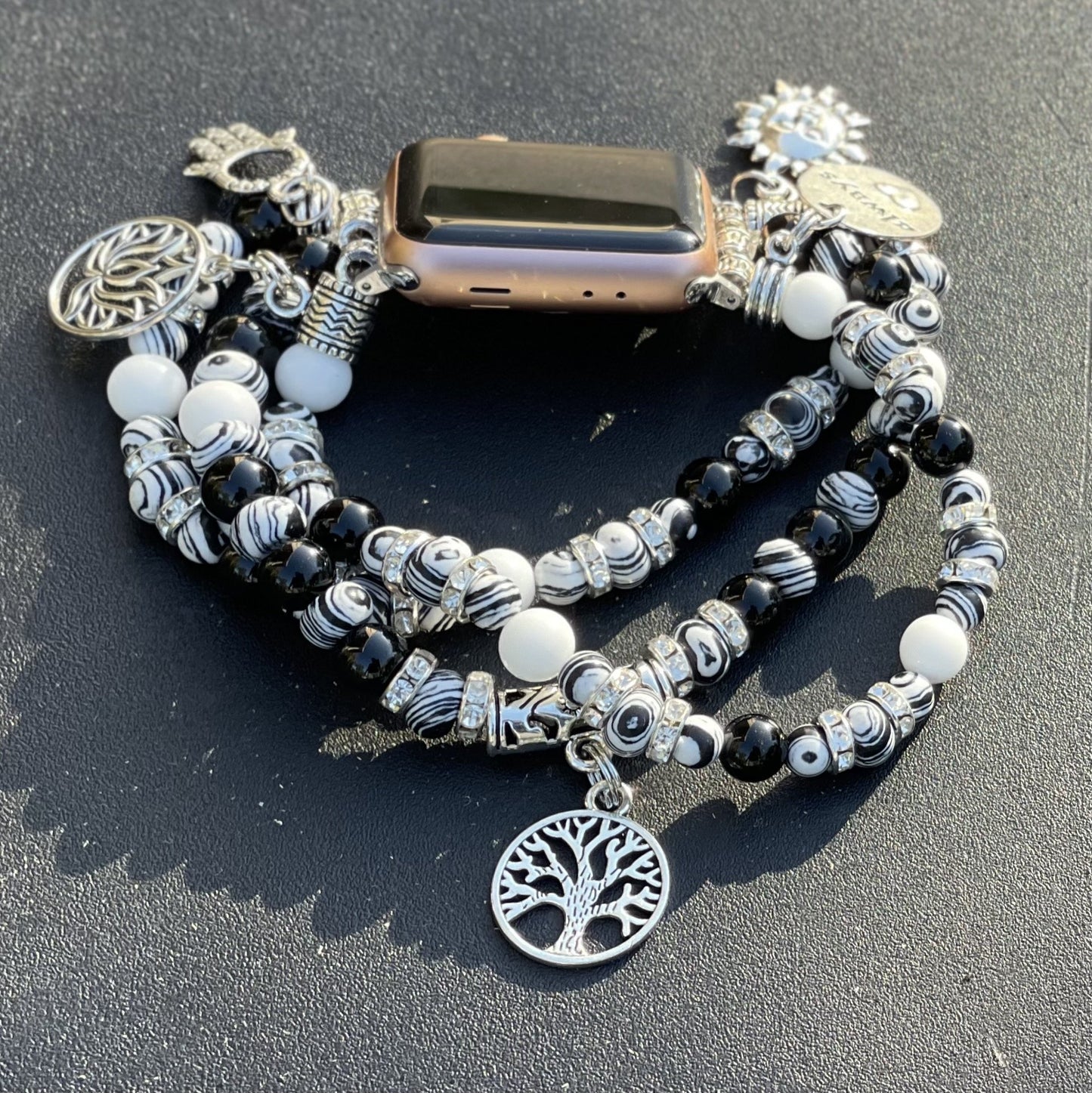 Black and White Malachite Apple Watch Band - E-monaejewels "LLC"