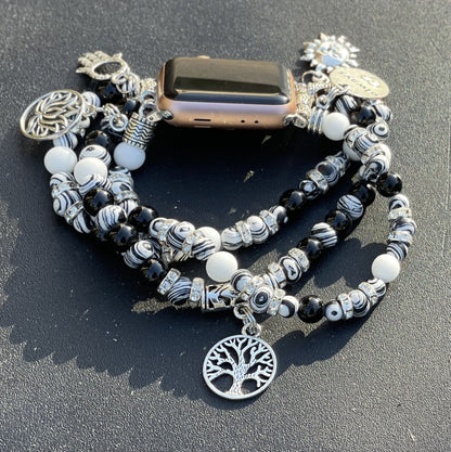 Black and White Malachite Apple Watch Band - E-monaejewels "LLC"