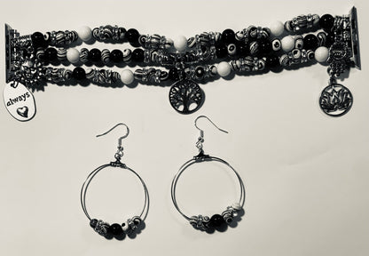 Black and White Malachite Apple Watch Band - E-monaejewels "LLC"