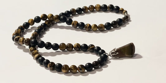 Black Onyx and Tigers Eye necklace - E-monaejewels "LLC"
