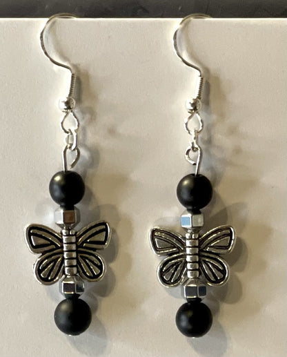 Butterfly and Black Onyx earrings - E-monaejewels "LLC"