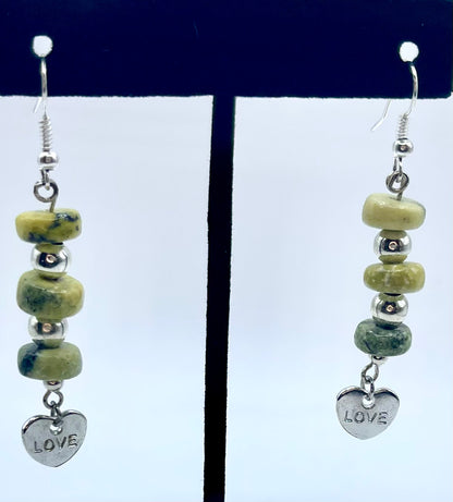 Serpentine earrings 925 sterling Silver