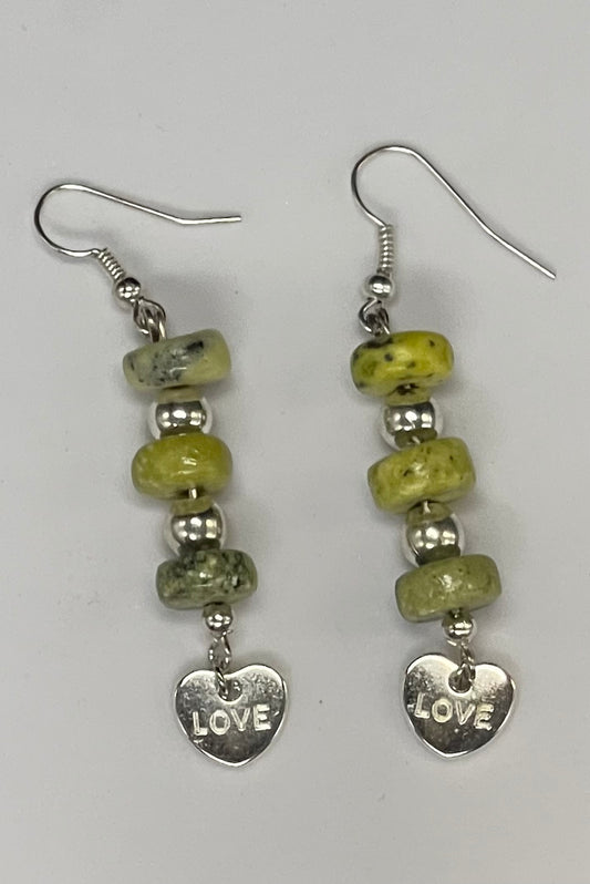 Serpentine earrings 925 sterling Silver