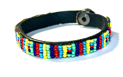 Blessed Autism Acceptance Bracelet - Handmade Leather & Seed Beads