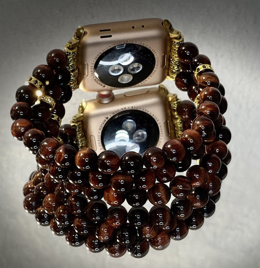 Men’s Red Tiger’s Eye apple watchband - E-monae Jewels "LLC"